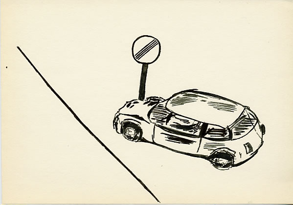 Geert Dekkers - a drawing a day at nznl.com - car road accident sign infinity