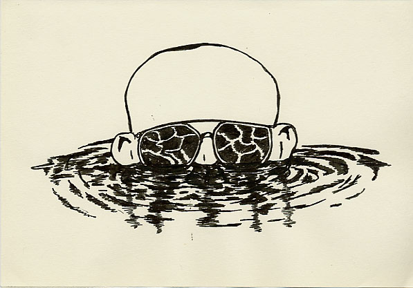 Geert Dekkers - a drawing a day at nznl.com - glasses reflection sinking drowning