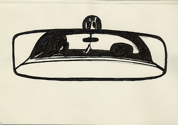 Geert Dekkers - a drawing a day at nznl.com - reflection mirror portrait car
