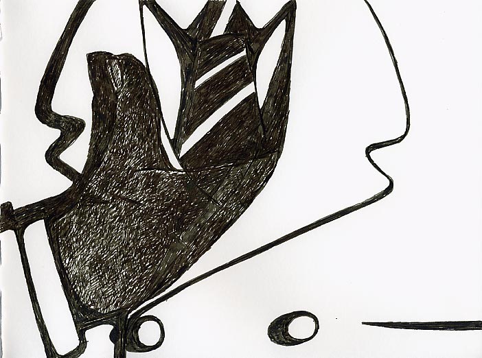 Geert Dekkers - a drawing a day at nznl.com - coat hidden hand black