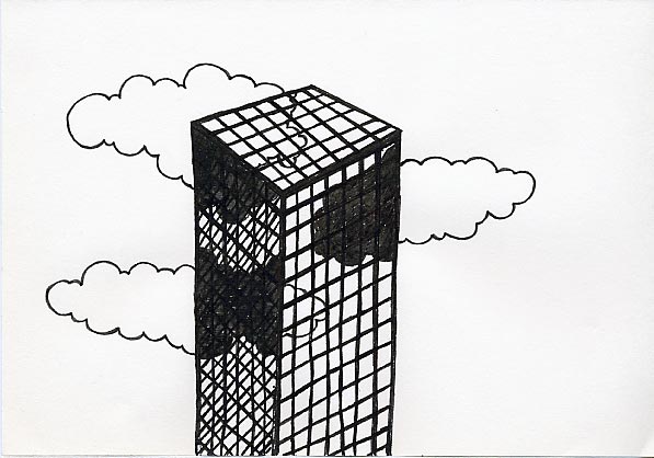 Geert Dekkers - a drawing a day at nznl.com - glass cloud building