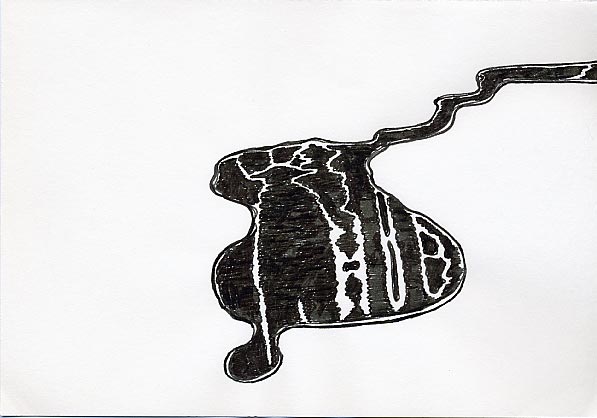 Geert Dekkers - a drawing a day at nznl.com - reflection spill water blob