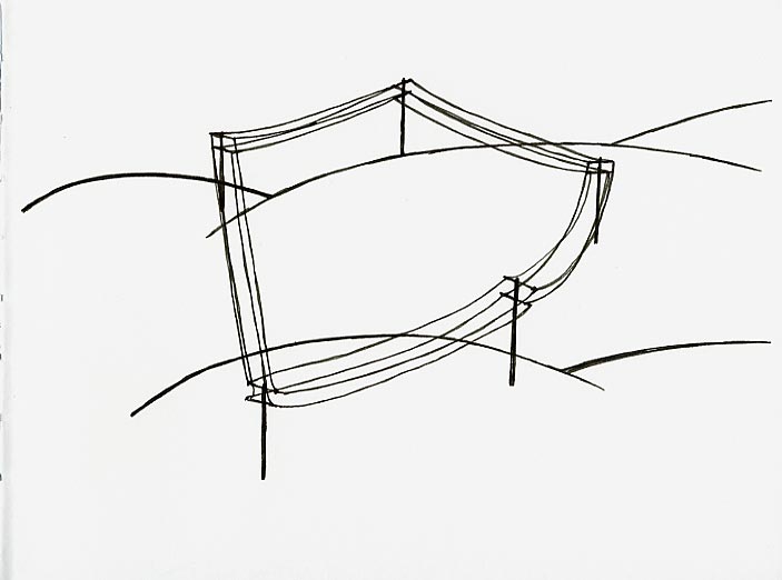Geert Dekkers - a drawing a day at nznl.com - hills landscape loop electricity