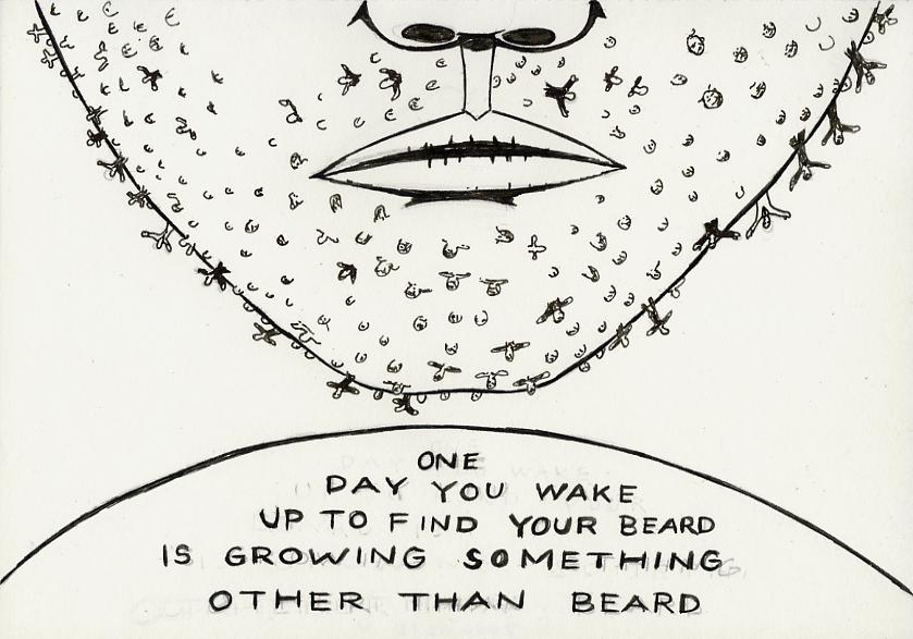 Geert Dekkers - a drawing a day at nznl.com - ONE DAY YOU WAKE UP TO FIND YOUR BEARD IS GROWING SOMETHING OTHER THAN BEARD
drawing
