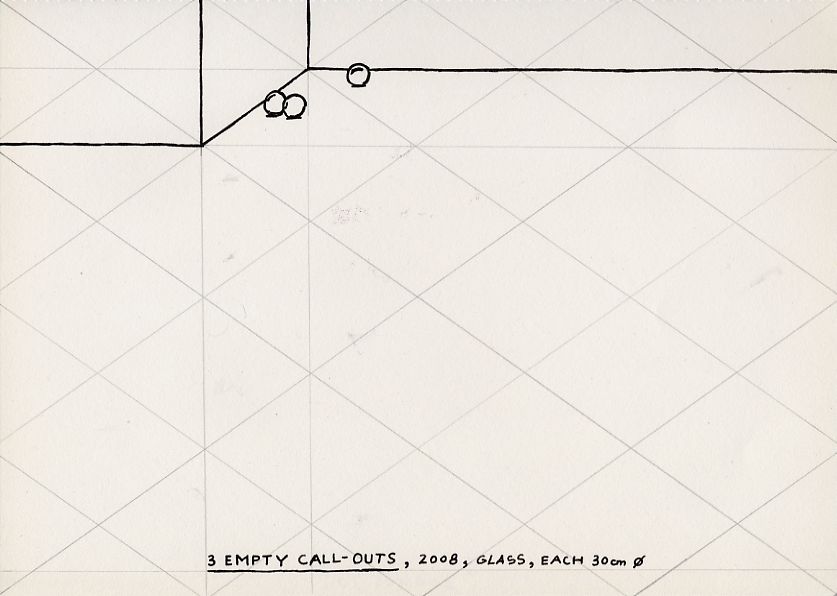 Geert Dekkers - a drawing a day at nznl.com - 3 EMPTY CALL-OUTS, 2008, GLASS, EACH 30CM