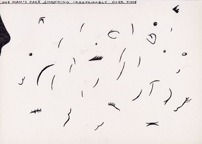 Geert Dekkers - a drawing a day at nznl.com - ONE MANS FACE CHANGING IRREPAIRABLY OVER TIME