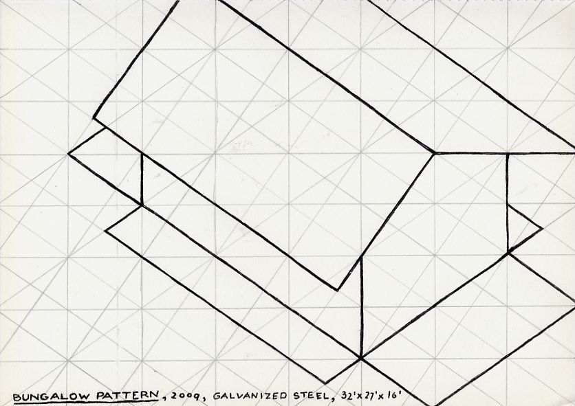 Geert Dekkers - a drawing a day at nznl.com - BUNGALOW PATTERN, 2009, GALVANTIZED STEEL, 32 X 27 X 16
