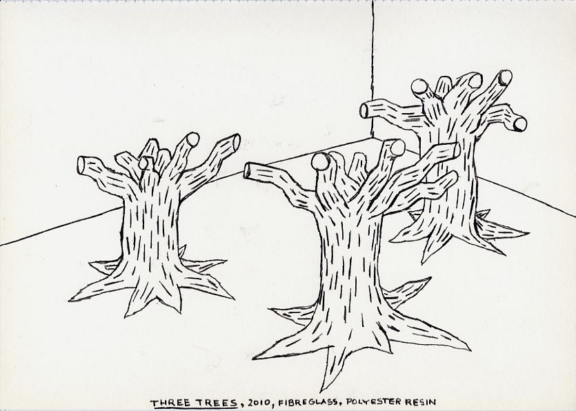 Geert Dekkers - a drawing a day at nznl.com - THREE TREES, 2010, FIBREGLASS, POLYESTER RESIN