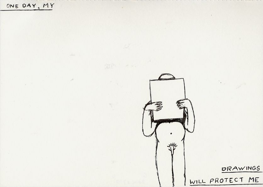 Geert Dekkers - a drawing a day at nznl.com - ONE DAY, MY DRAWINGS WILL PROTECT ME