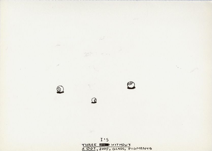 Geert Dekkers - a drawing a day at nznl.com - 3 I'S WITHPUT A DOT, 2005, GLASS, PIGMENTS