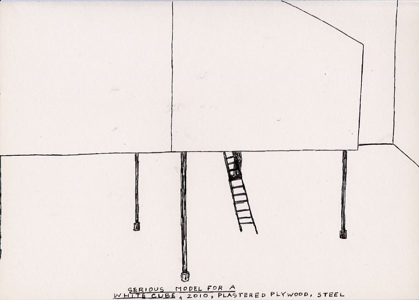 Geert Dekkers - a drawing a day at nznl.com - SERIOUS MODEL FOR A WHITE CUBE, 2010, PLASTERED PLYWOOD, STEEL