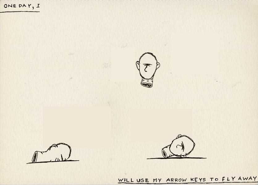 Geert Dekkers - a drawing a day at nznl.com - ONE DAY, I WILL USE MY ARROW KEYS TO FLY AWAY