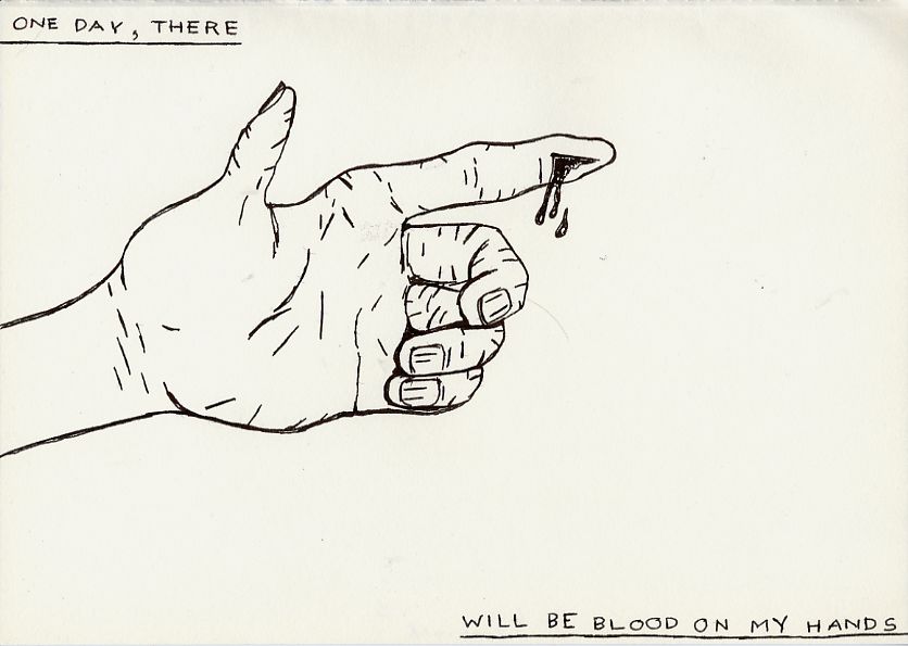 Geert Dekkers - a drawing a day at nznl.com - ONE DAY, THERE WILL BE BLOOD ON MY HANDS