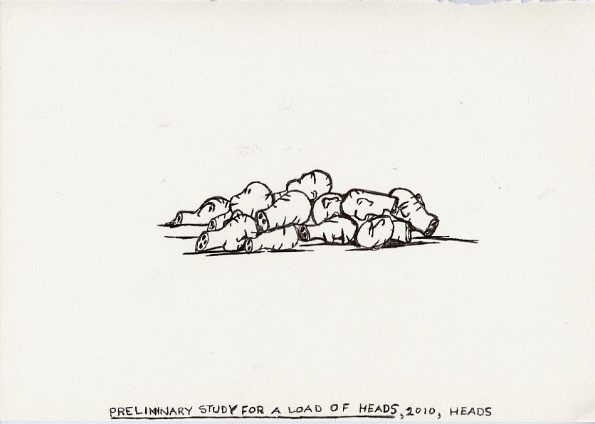 Geert Dekkers - a drawing a day at nznl.com - PRELIMINARY STUDY FOR A LOAD OF HEADS, 2010, HEADS
