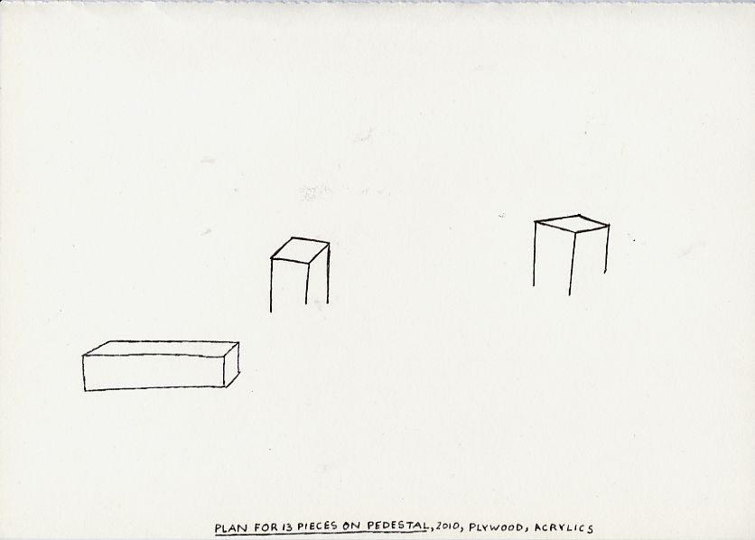 Geert Dekkers - a drawing a day at nznl.com - PLAN FOR 13 PIECES ON PEDESTAL, 2010, PLYWOOD, ACRYLICS