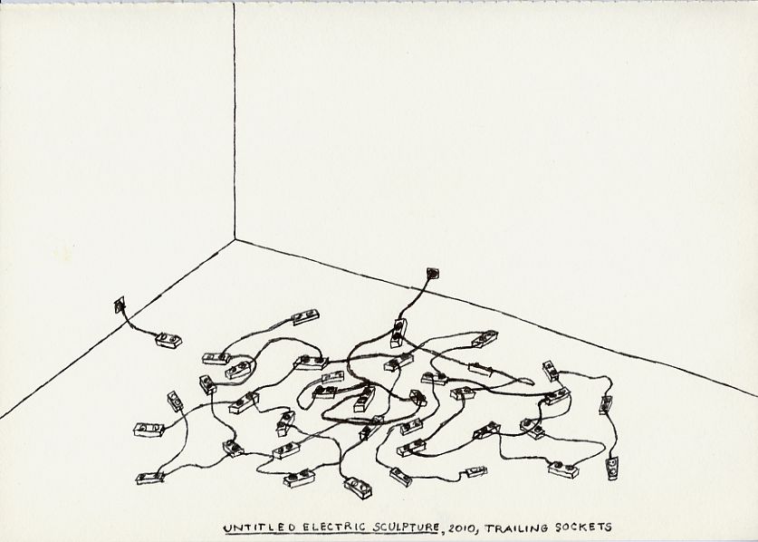 Geert Dekkers - a drawing a day at nznl.com - UNTITLED ELECTRIC SCULPTURE, 2010, TRAILING SOCKETS