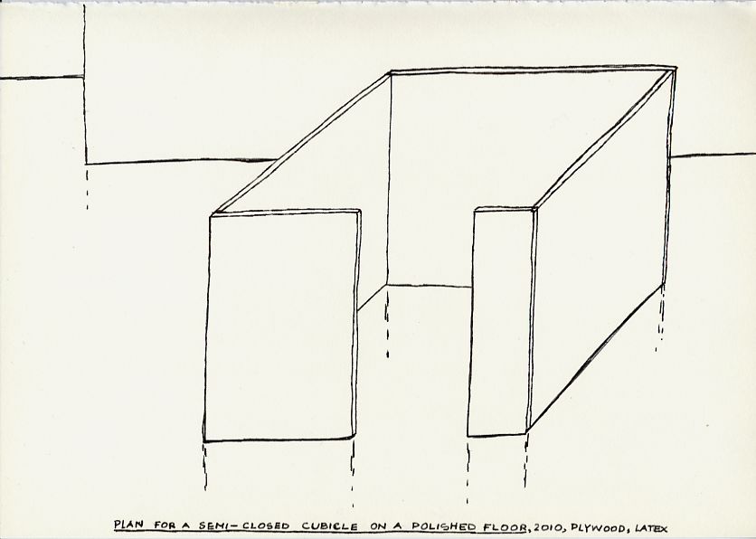 Geert Dekkers - a drawing a day at nznl.com - PLAN FOR A SEMI-CLOSED CUBICLE ON A POLISHED FLOOR, 2010, PLYWOOD, LATEX
drawing