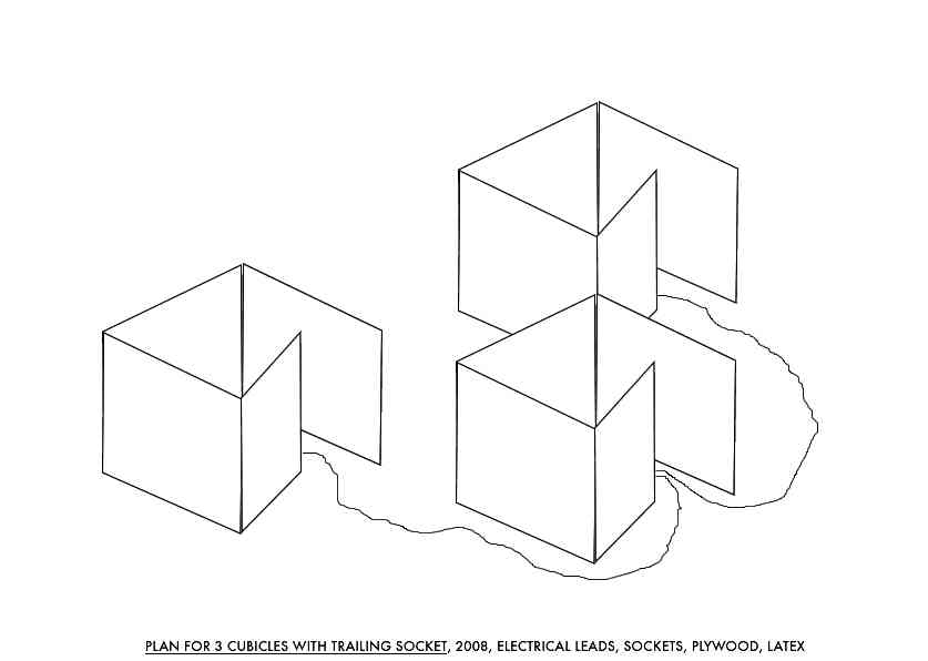 Geert Dekkers - a drawing a day at nznl.com - PLAN FOR 3 CUBICLES WITH TRAILING SOCKET, 2008, ELECTRICAL LEADS, SOCKETS, PLYWOOD, LATEX
fireworks file	