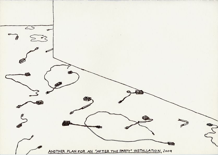 Geert Dekkers - a drawing a day at nznl.com - ANOTHER PLAN FOR AN AFTER THE PARTY INSTALLATION, 2009
drawing