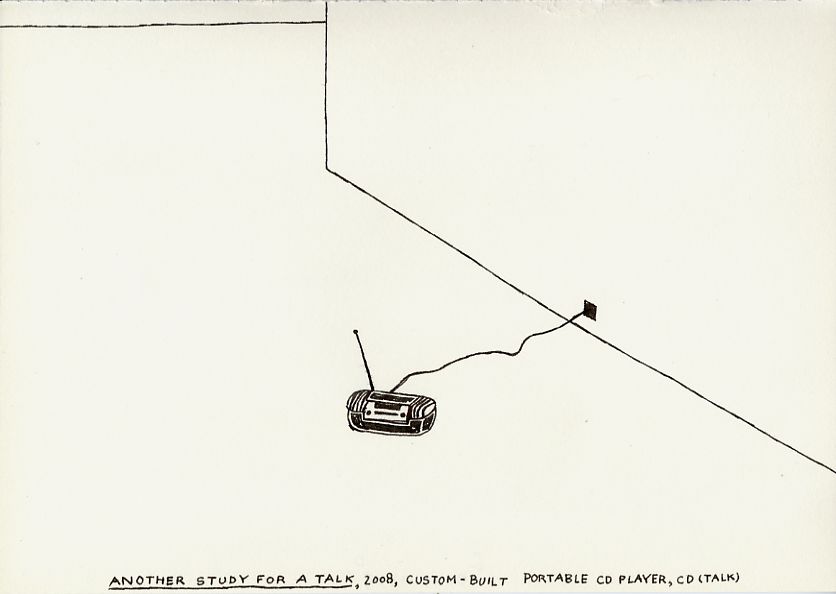 Geert Dekkers - a drawing a day at nznl.com - ANOTHER STUDY FOR A TALK, 2008, CUSTOM - BUILT PORTABLE CD PLAYER, CD(TALK)
drawing