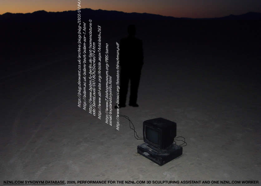 Geert Dekkers - a drawing a day at nznl.com - NZNL.COM SYNONYM DATABASE, 2009, PERFORMANCE FOR THE NZNL.COM 3D SCULPTURING ASSISTANT AND ONE NZNL.COM WORKER
image map