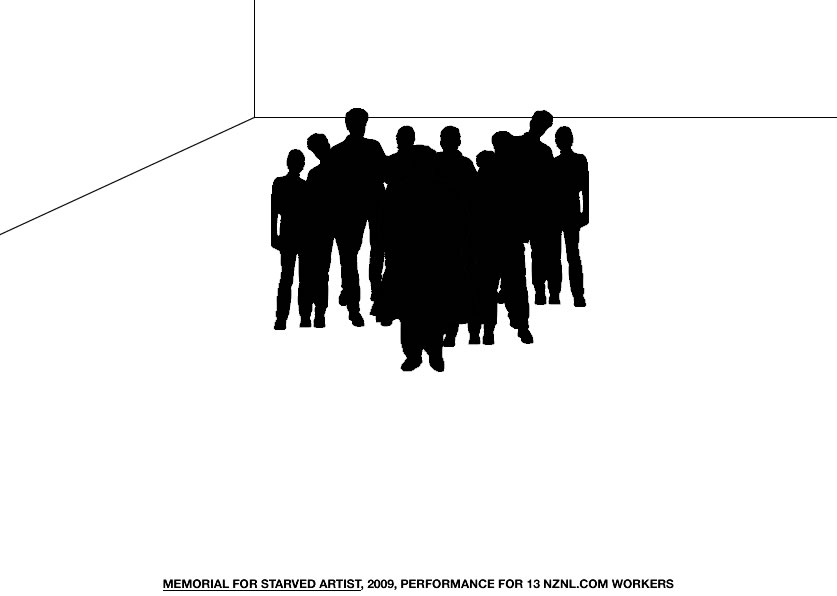 Geert Dekkers - a drawing a day at nznl.com - MEMORIAL FOR STARVED ARTIST, 2009, PERFORMANCE FOR 13 NZNL.COM WORKERS
image map, javascript