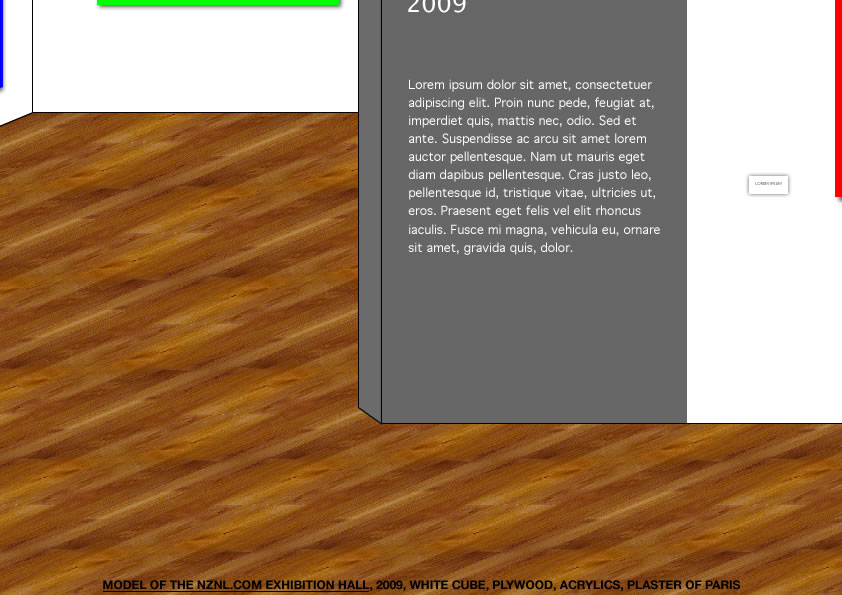 Geert Dekkers - a drawing a day at nznl.com - MODEL OF THE NZNL.COM EXHIBITION HALL, 2009, WHITE CUBE, PLYWOOD, ACRYLICS, PLASTER OF PARIS
fireworks file