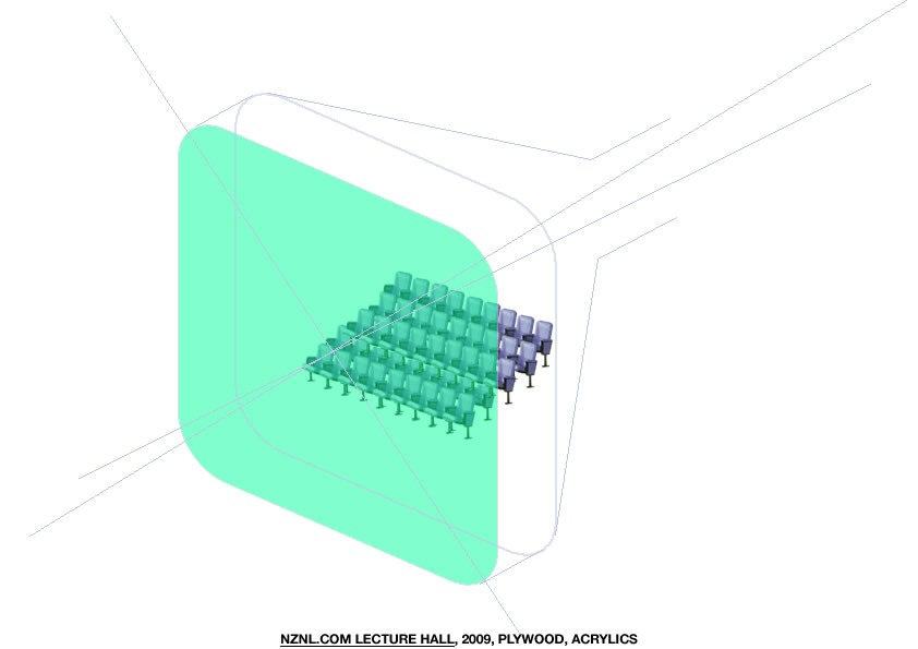Geert Dekkers - a drawing a day at nznl.com - NZNL.COM LECTURE HALL, 2009, PLYWOOD, ACRYLICS