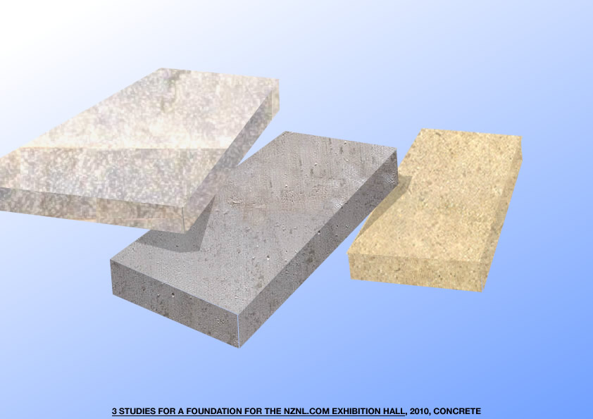 Geert Dekkers - a drawing a day at nznl.com - 3 STUDIES FOR A FOUNDATION FOR THE NZNL.COM EXHIBITION HALL, 2010, CONCRETE